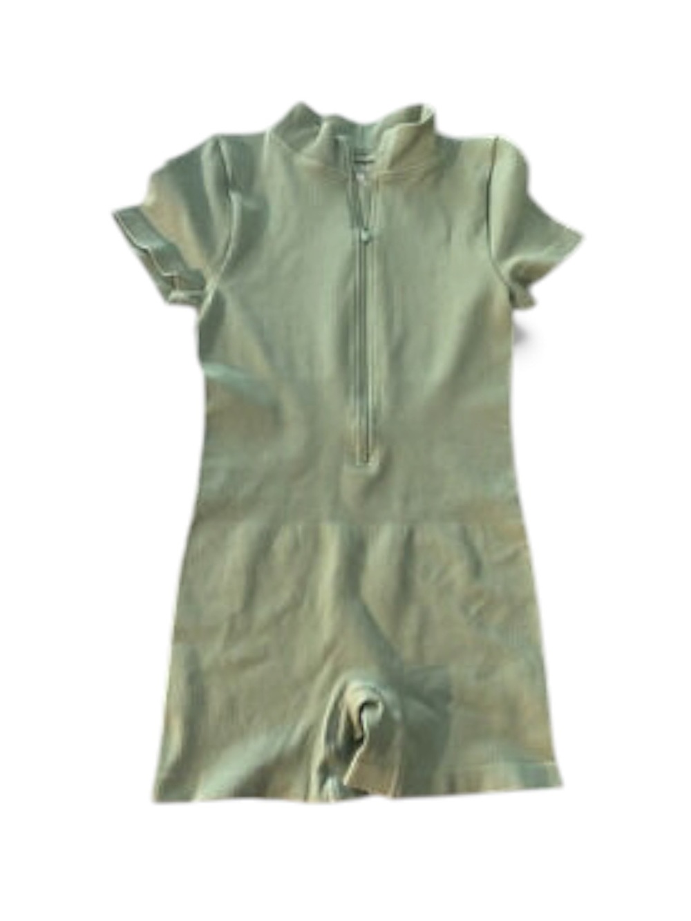 Light Sage Green Short Sleeve Romper with Front Zip